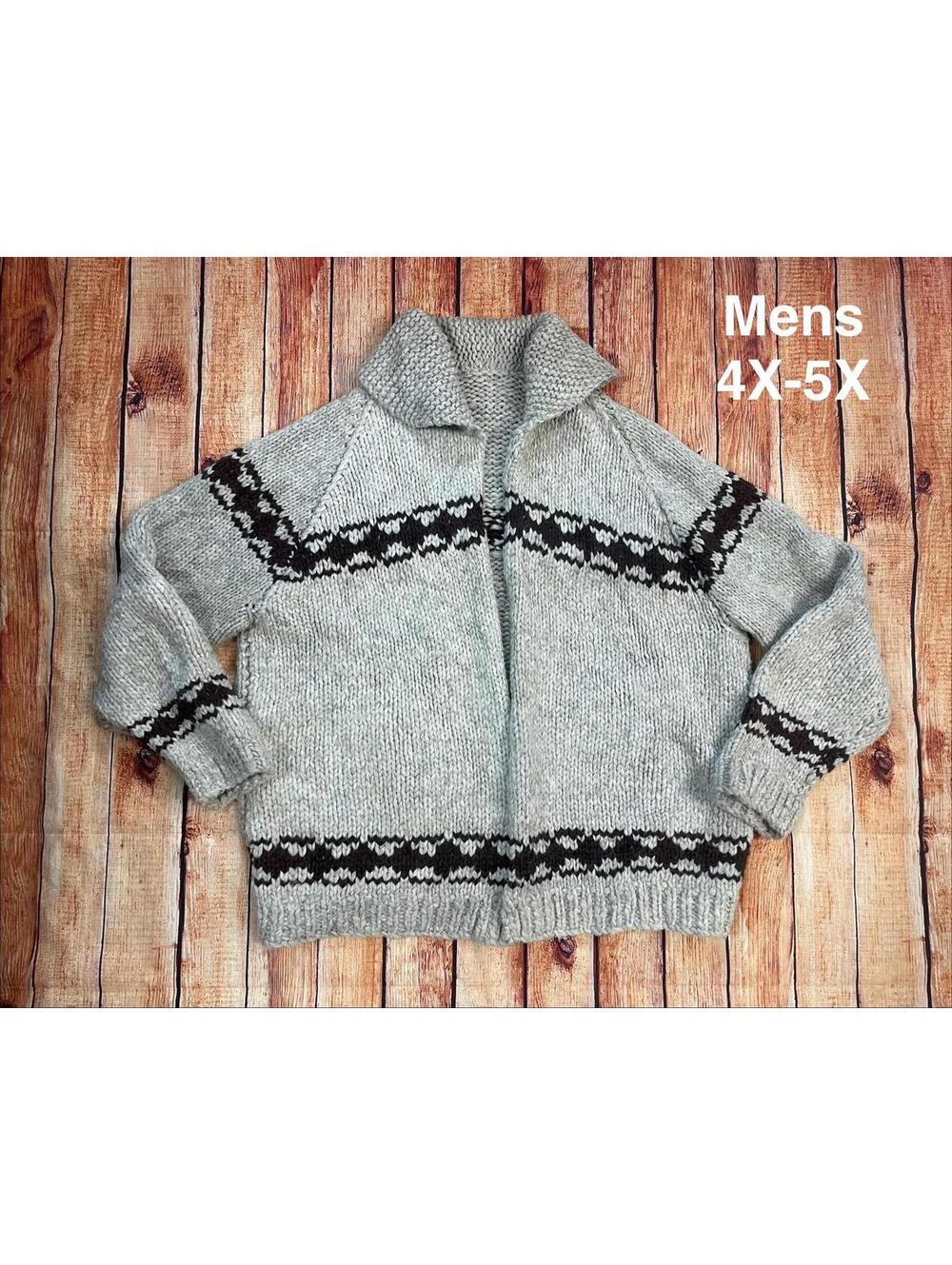 Mens Vintage sz 4X - 5X Wool Button Patterned Cardigan Sweater Big & Tall